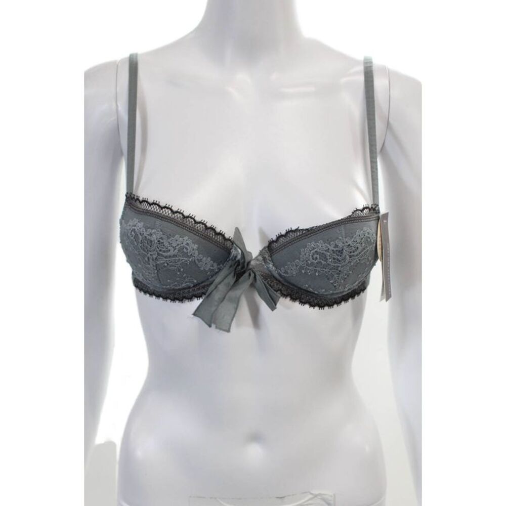 Princesse Tam Tam Womens Lace Demi Under Wire Bra Blue Dark Brown Size 32A